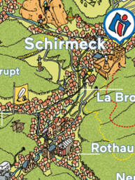 Extrait de la carte touristique de la vallée de la Bruche. illustration Batchou, mise en page Marie Fabre
