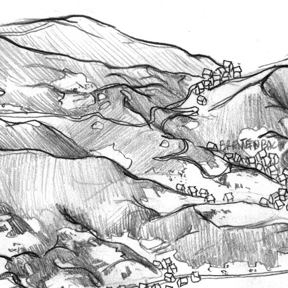 Extrait du crayonné de la carte Natura 2000 du val de villé