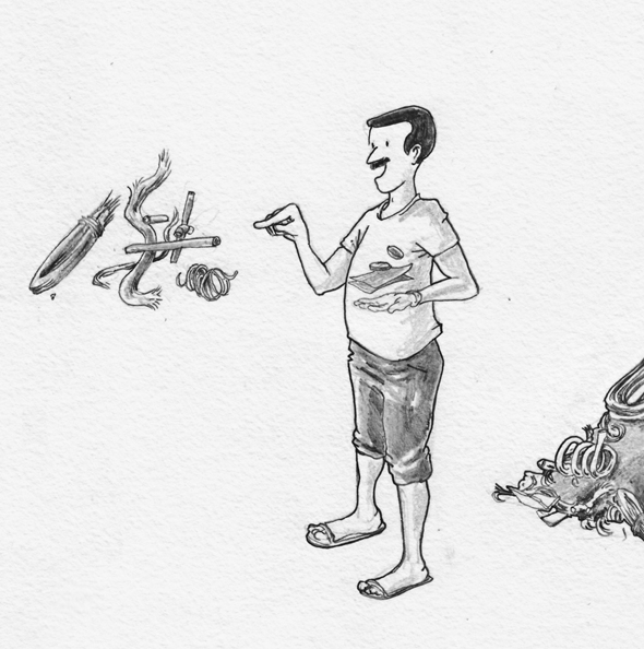 illustration didactique crayon de papier Batchou
