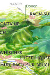 xtrait de la carte illustrée des zones Natura 2000 de la vallée de la Bruche.