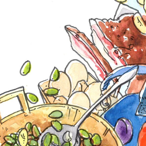 Extrait d'une illustration pour une banderolle. Illustration Bastien Massot