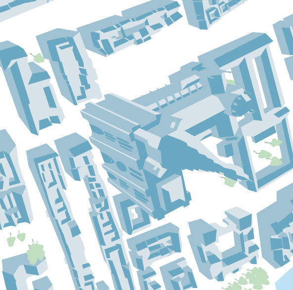Carte Batchou vecteur du centre ville de Strasbourg pour le programme du festival de l'illustration de Central Vapeur