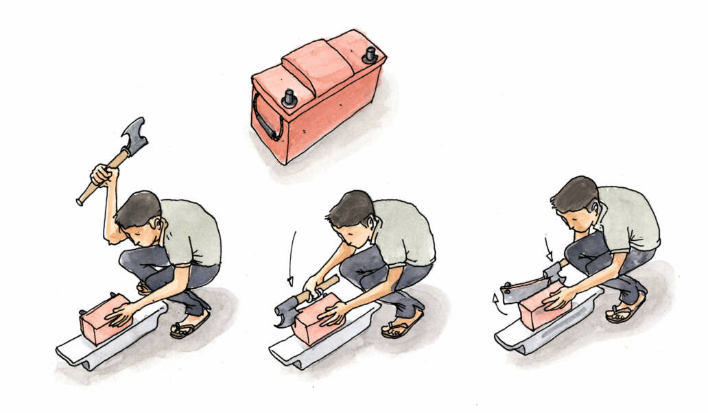 Illustration didactique Thèse Recyclage batterie plomb Batchou