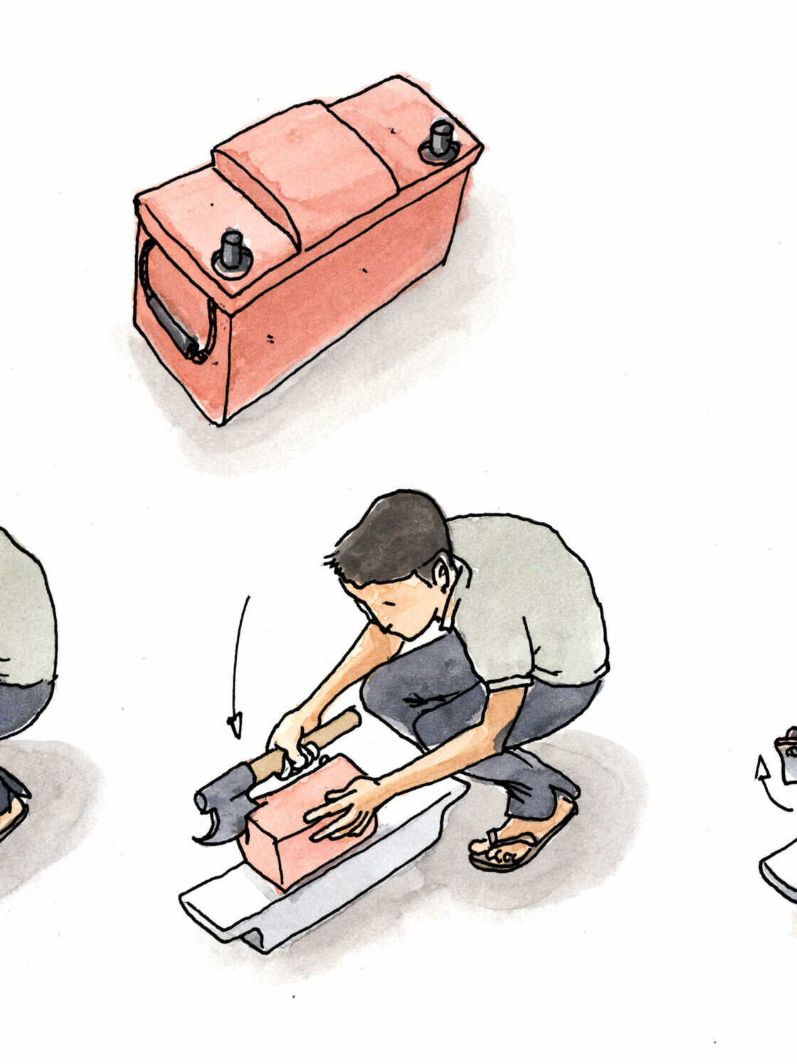 Illustration didactique Thèse Recyclage batterie plomb Batchou