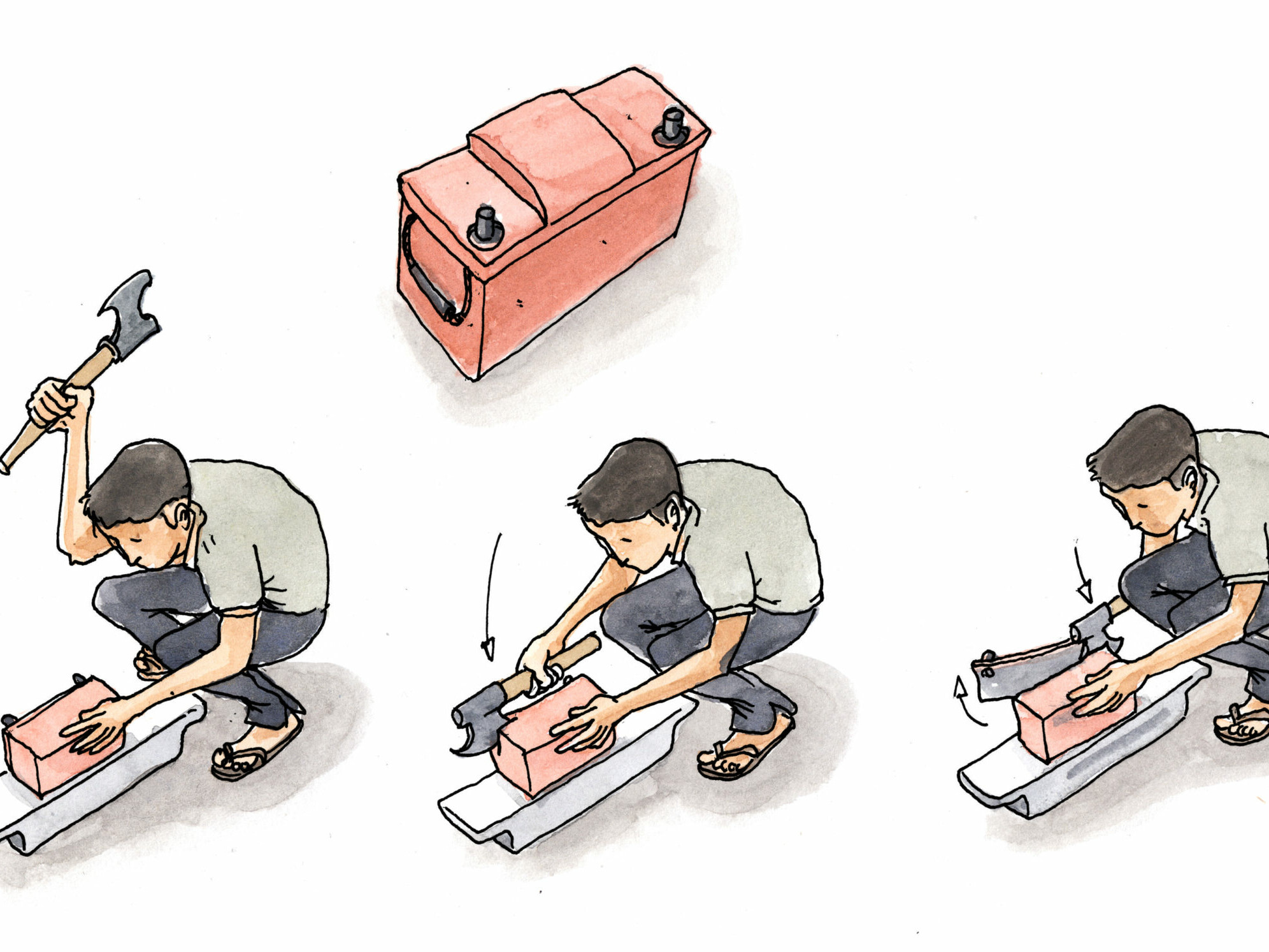 Illustration didactique Thèse Recyclage batterie plomb Batchou