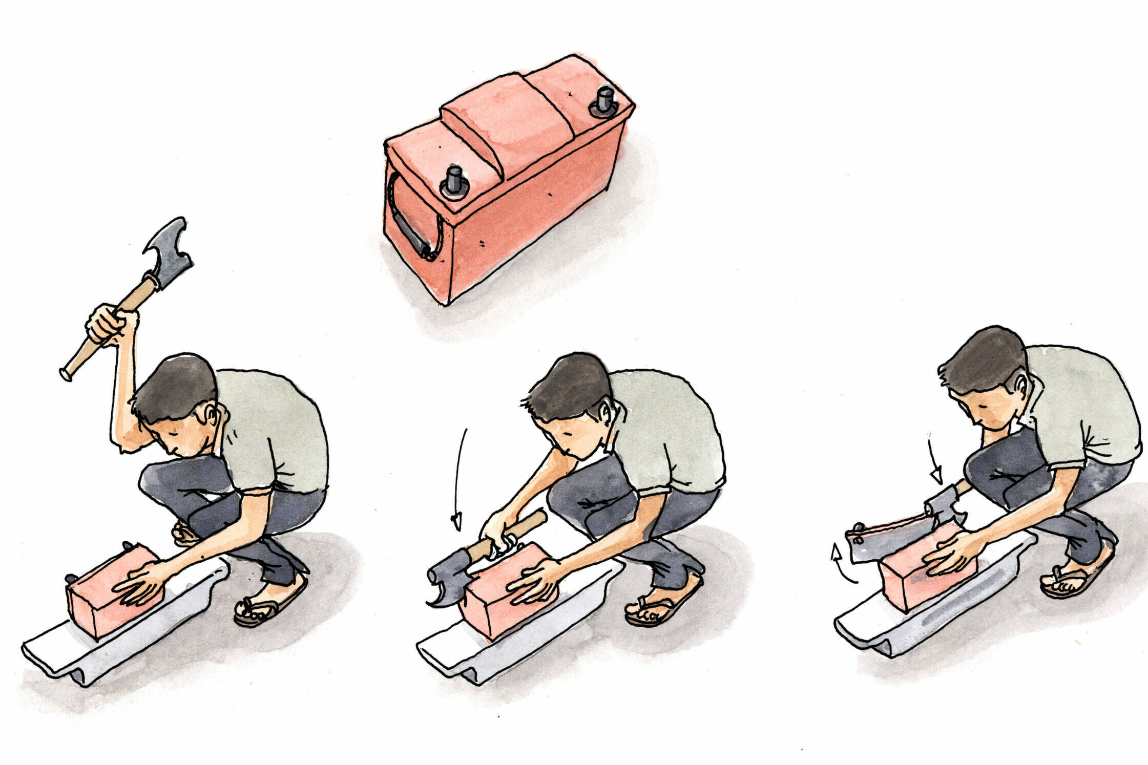 Illustration didactique Thèse Recyclage batterie plomb Batchou