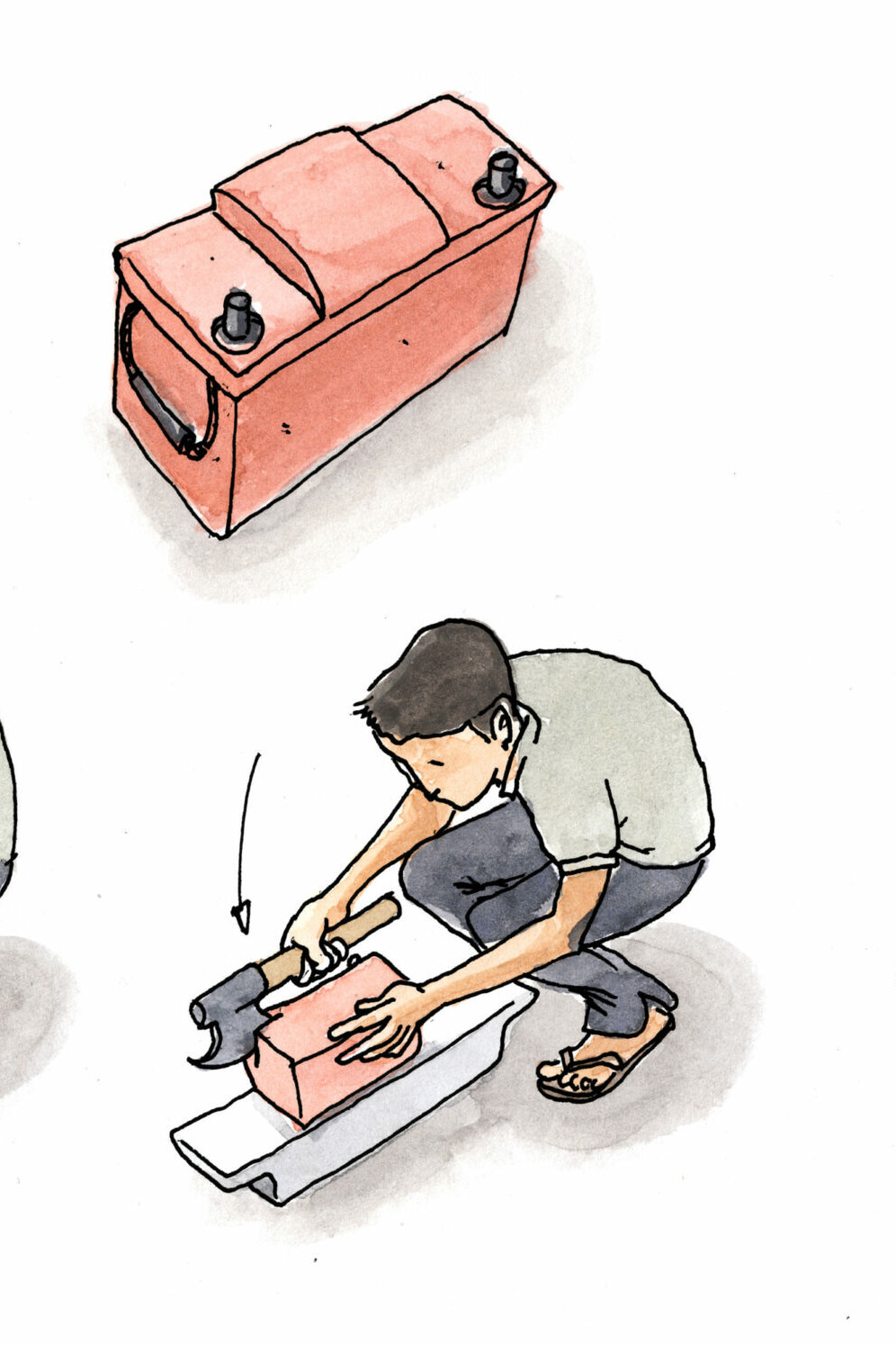 Illustration didactique Thèse Recyclage batterie plomb Batchou